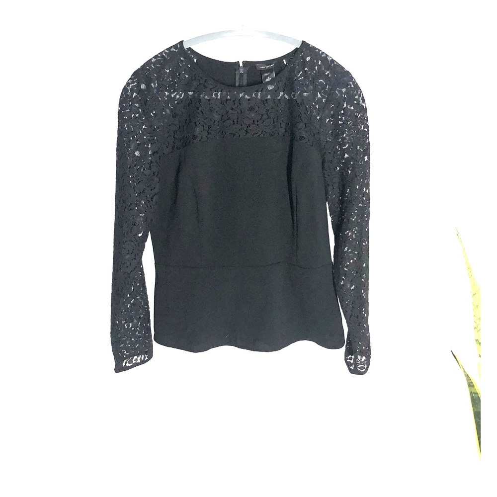 Ann Taylor black lace peplum blouse. Size 6